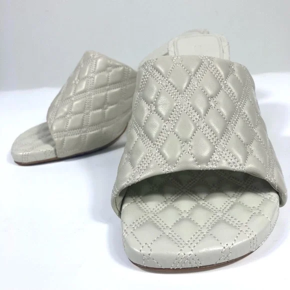 Burberry Leather Quilted Heeled Slide Sandals Plaster 39 9 NEW - Picture 12 of 17